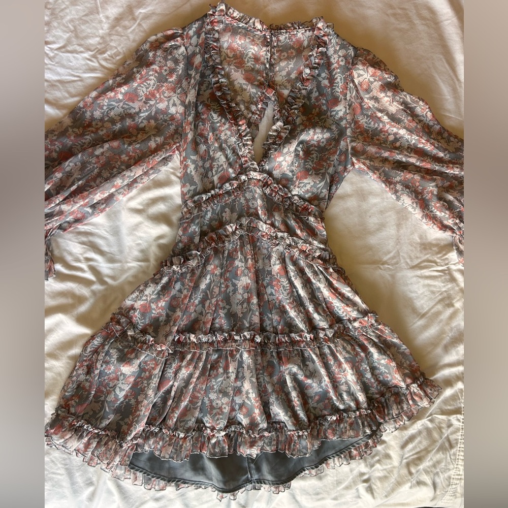 Gray and light peachy/pink dress size small